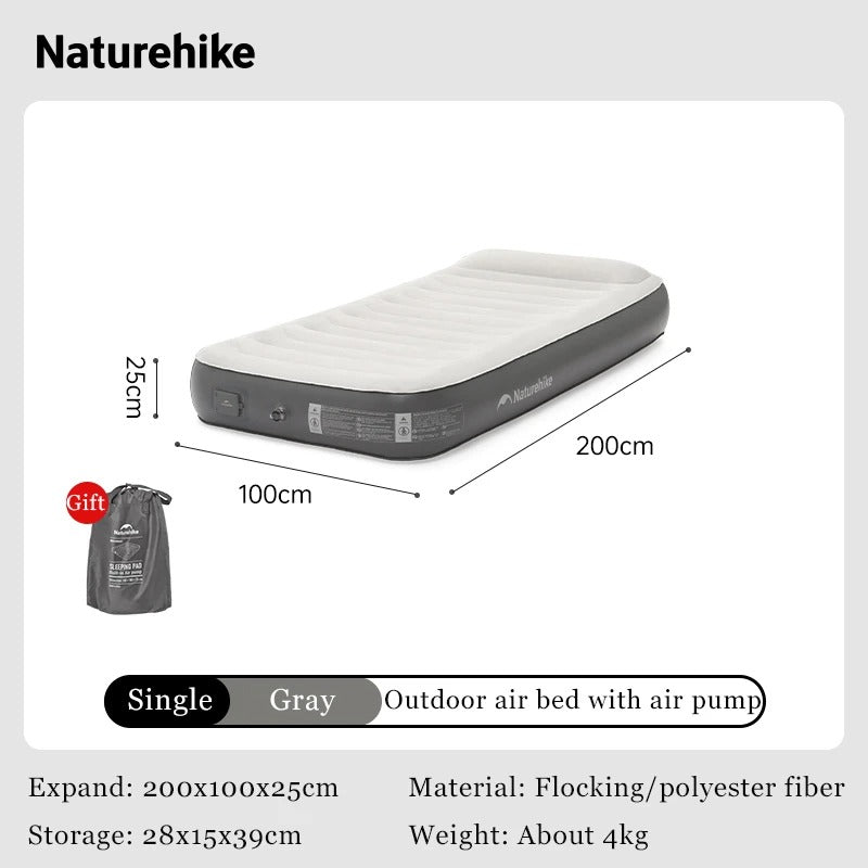 Naturehike Inflatable Camping Mattress with Built-In Pump Grey