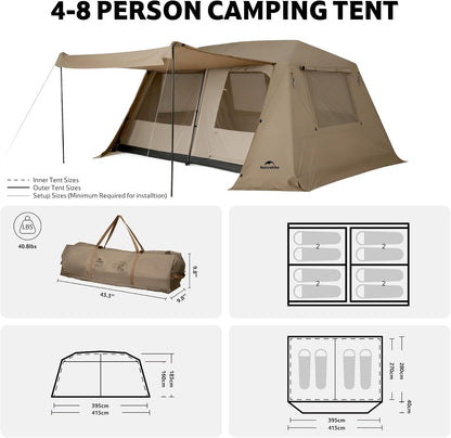 Naturehike VILLAGE 13  5-8 Person Family Camping Ridge Automatic Tent