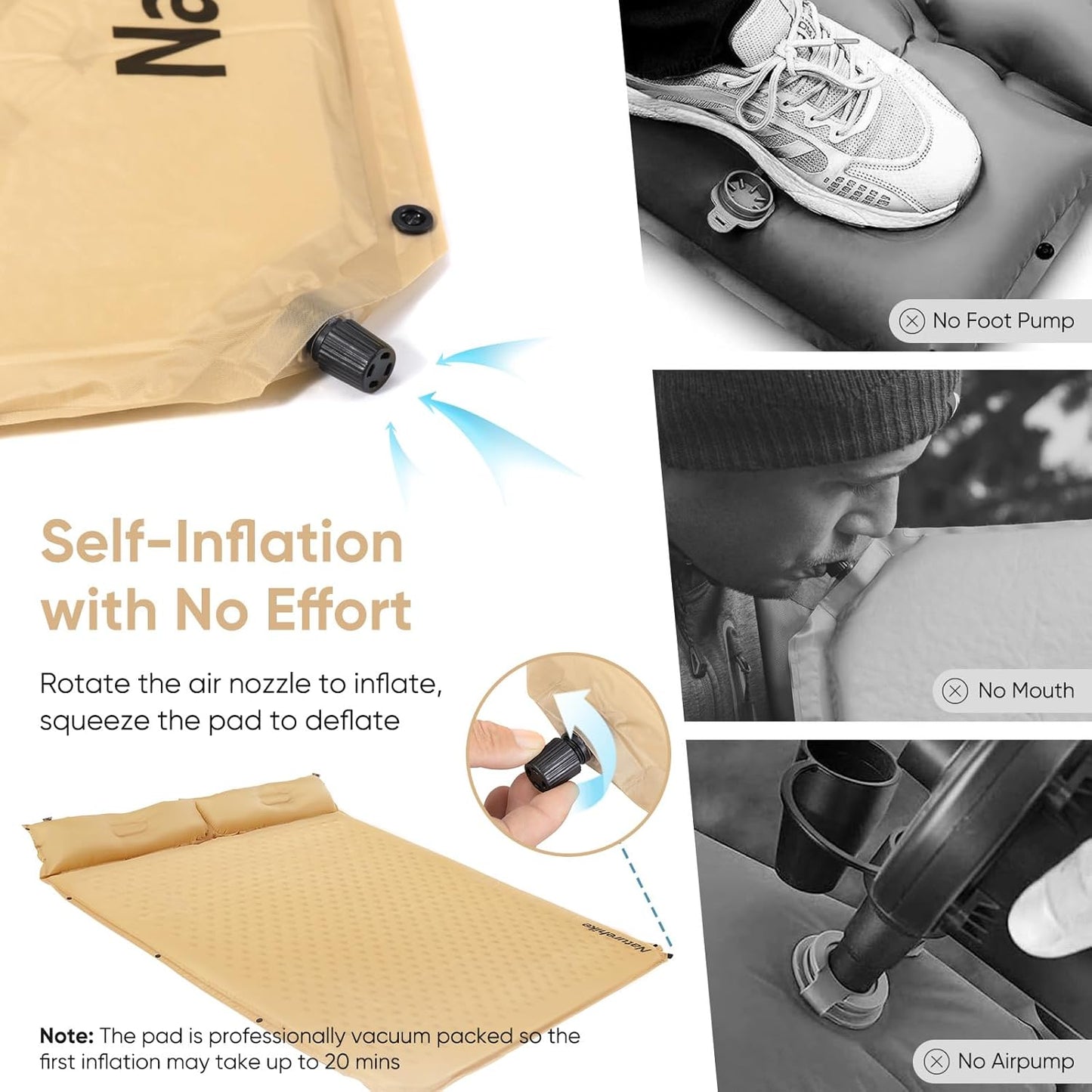 Naturehike-Automatic Inflatable Mattress for 2 Persons