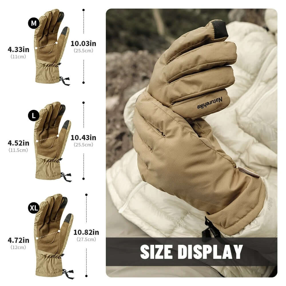 Naturehike warm winter glove size display in M, L, XL