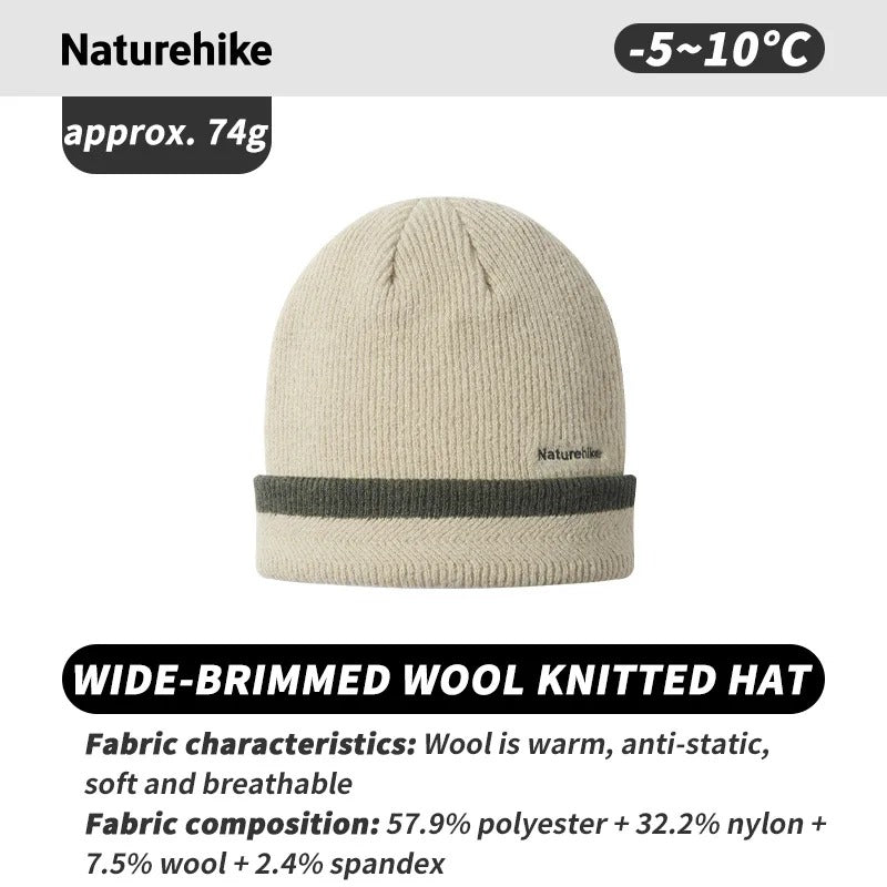 Naturehike Wide-Brimmed Wool Knitted Windproof Unisex Outdoor Winter Warm Cap
