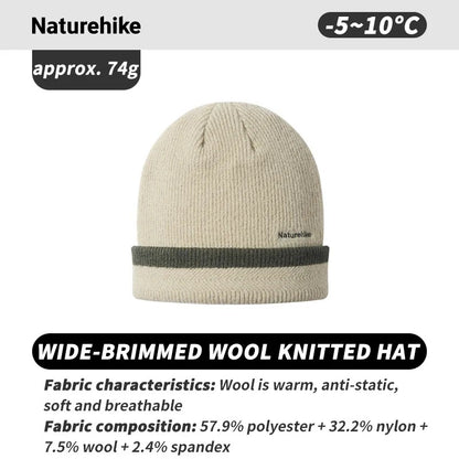 Naturehike Wide-Brimmed Wool Knitted Windproof Unisex Outdoor Winter Warm Cap