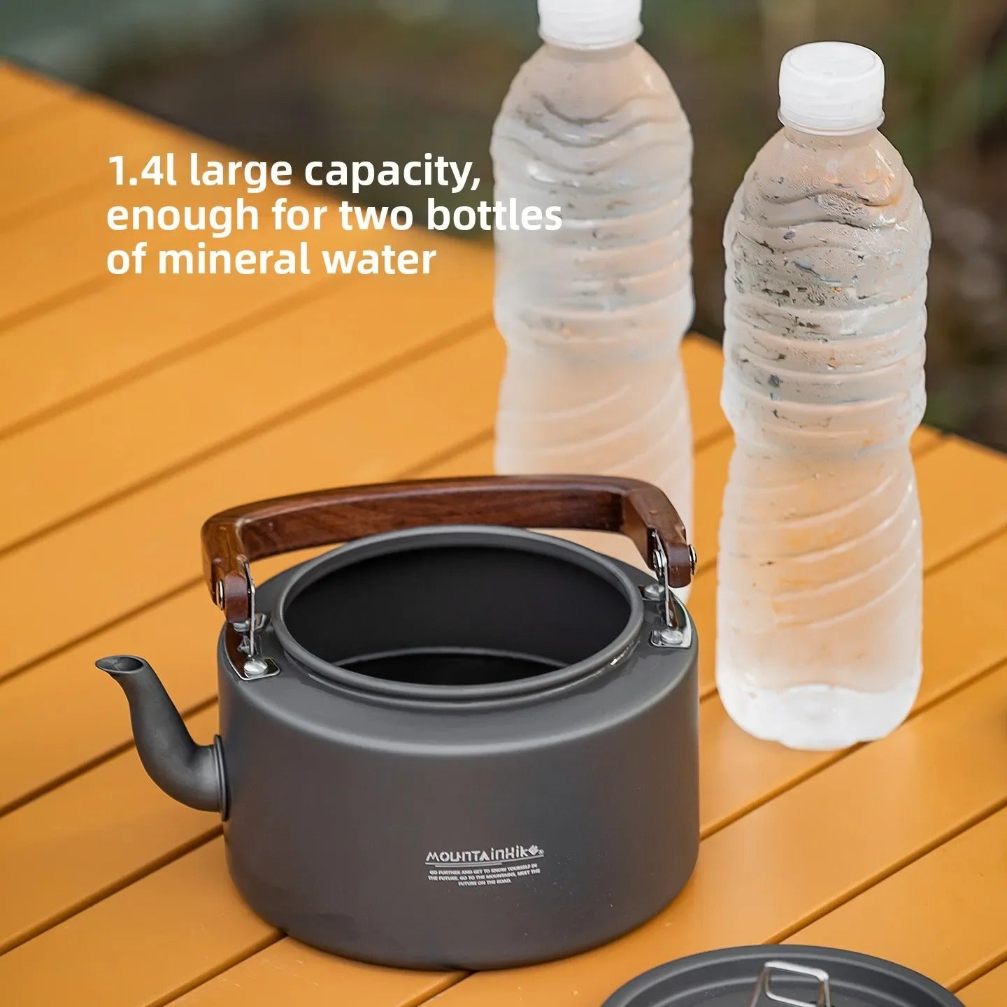 MOUNTAINHIKER  Wooden Handle Portable Outdoor Kettle 1.4L