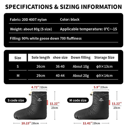 Naturehike Lightweight Insulated Goose Down Foot Covers