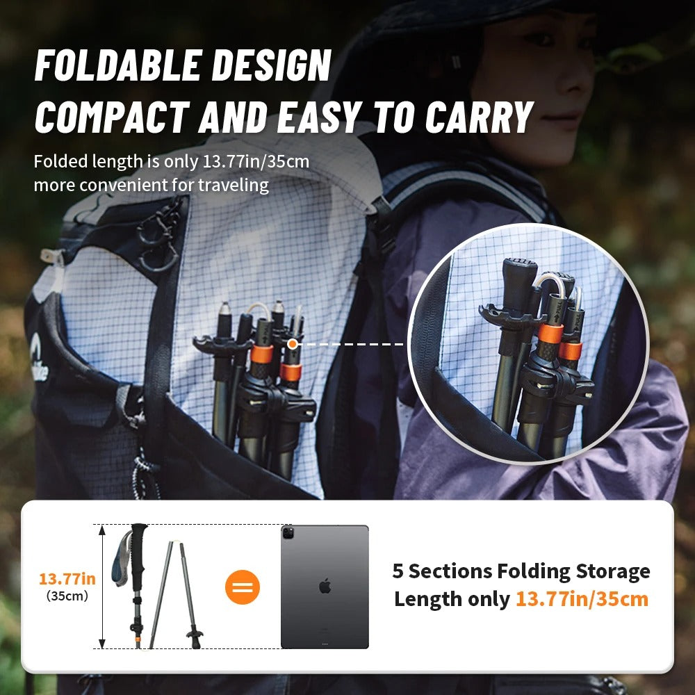 Naturehike Gale Pro 5-Section Trekking Pole Carbon Fiber Aluminum Alloy 2pcs Set