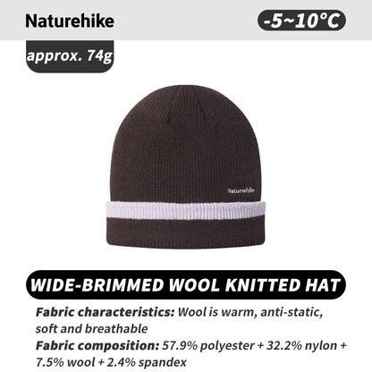 Naturehike Wide-Brimmed Wool Knitted Windproof Unisex Outdoor Winter Warm Cap
