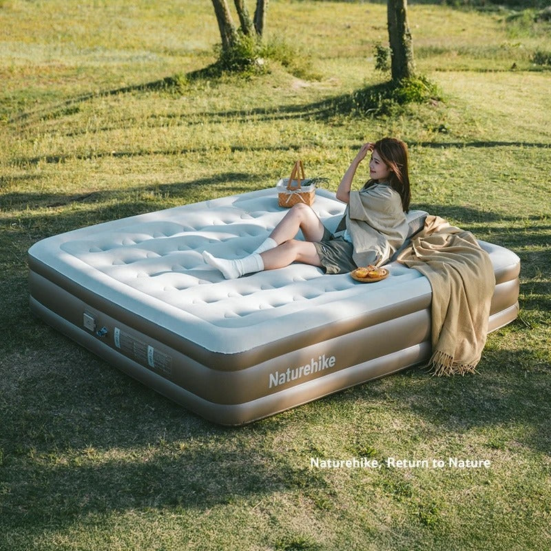 Naturehike 45cm Double Outdoor Camping Sleeping Inflatable Bed With Built-in Pump