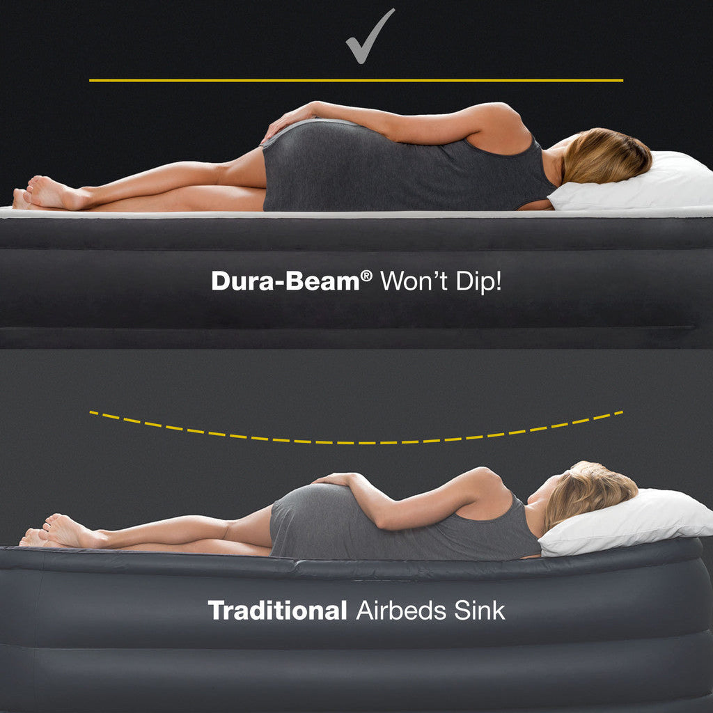 INTEX Dura-Beam Deluxe Ultra Plush Air Mattress with Headboard – Queen Size – Built-in Electric Pump
