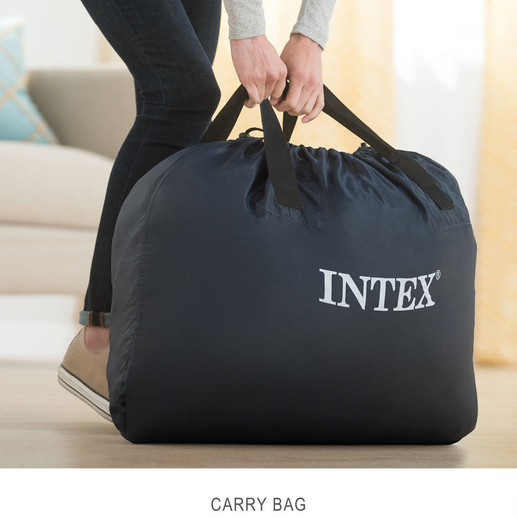 INTEX Dura-Beam Deluxe Ultra Plush Air Mattress with Headboard – Queen Size – Built-in Electric Pump