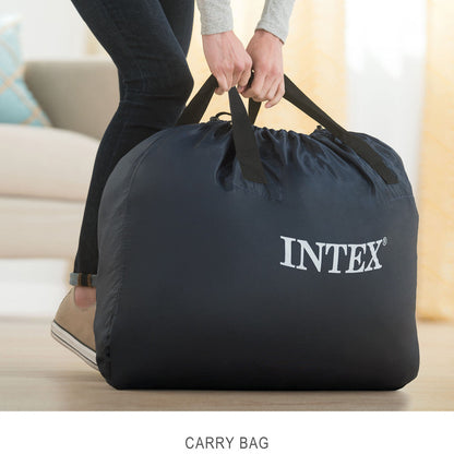 INTEX Dura-Beam Deluxe Ultra Plush Air Mattress with Headboard – Queen Size – Built-in Electric Pump