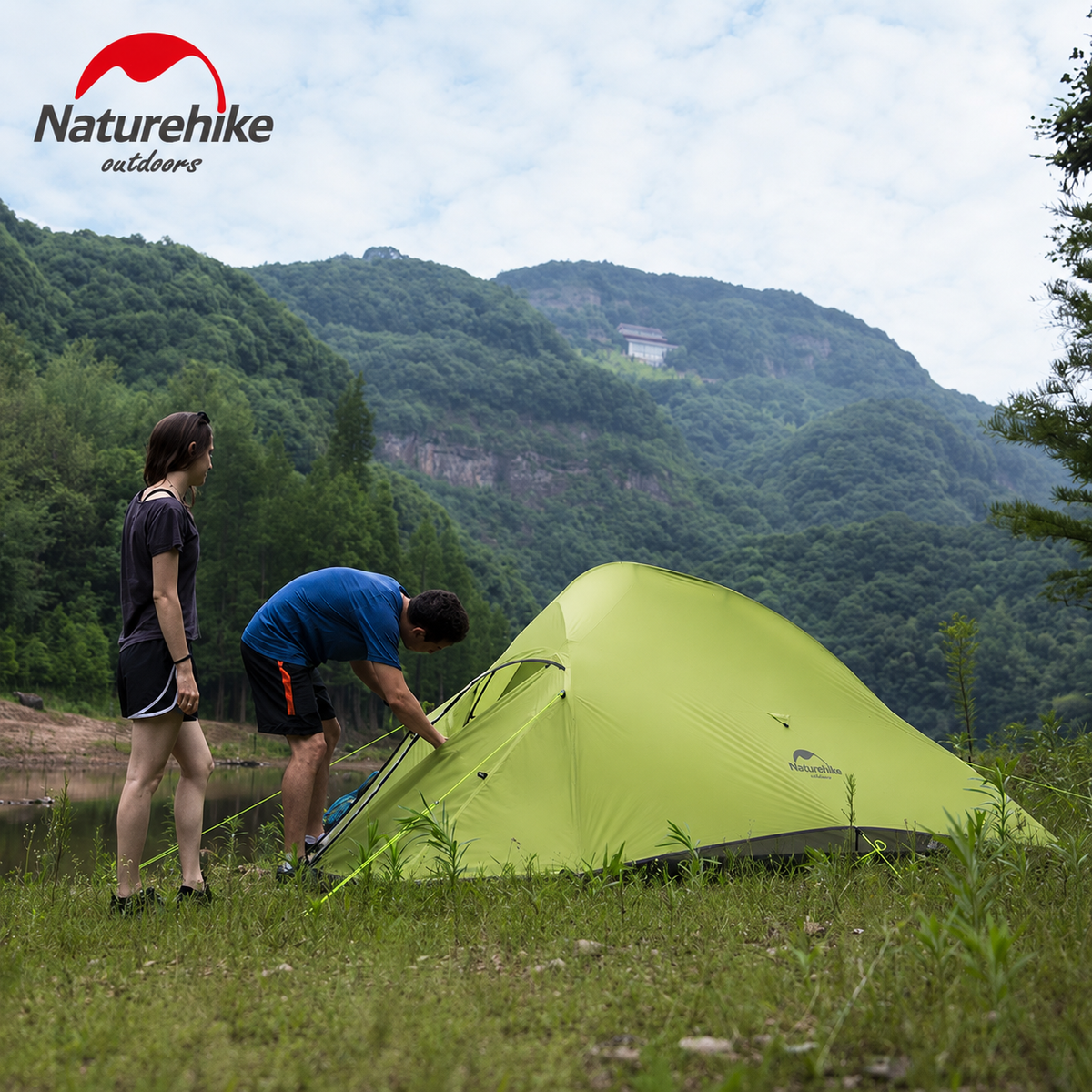 Naturehike Cloud Up 3 Lightweight Backpacking Tent Green