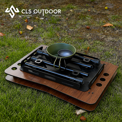 CLS Outdoor Adjustable Folding Camping Table with Storage Shelf