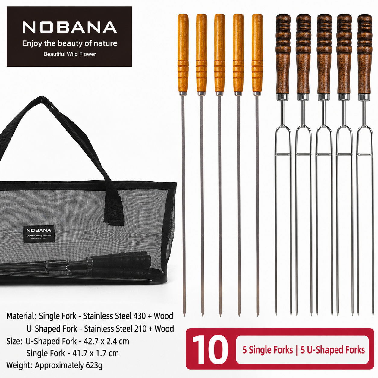 NOBANA CLS Stainless Steel BBQ Skewers Set