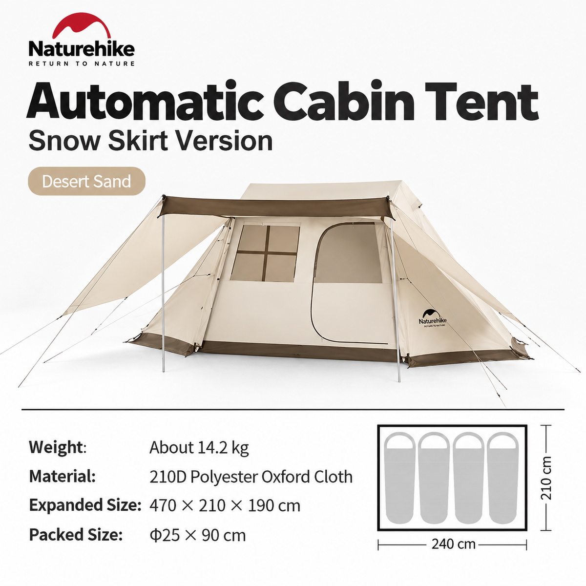 Naturehike Village 5.0 Automatic Tent With Snow Skirt