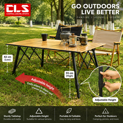 CLS Adjustable Height Aluminum Folding Camping Table