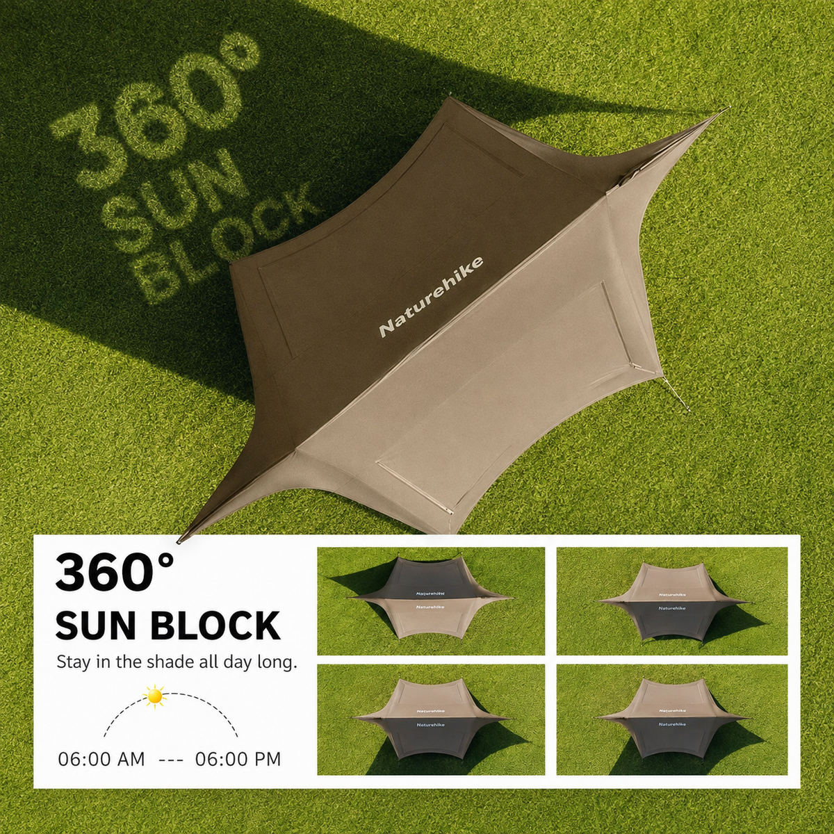 Naturehike Titanium Black Coating Heat Insulation Large-space Canopy