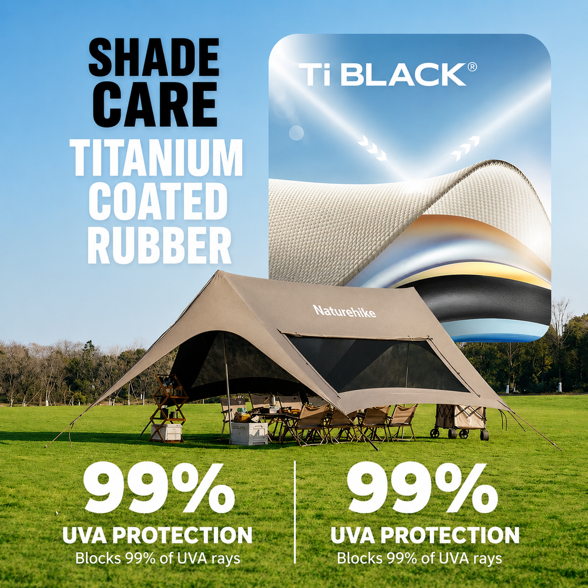 Naturehike Titanium Black Coating Heat Insulation Large-space Canopy