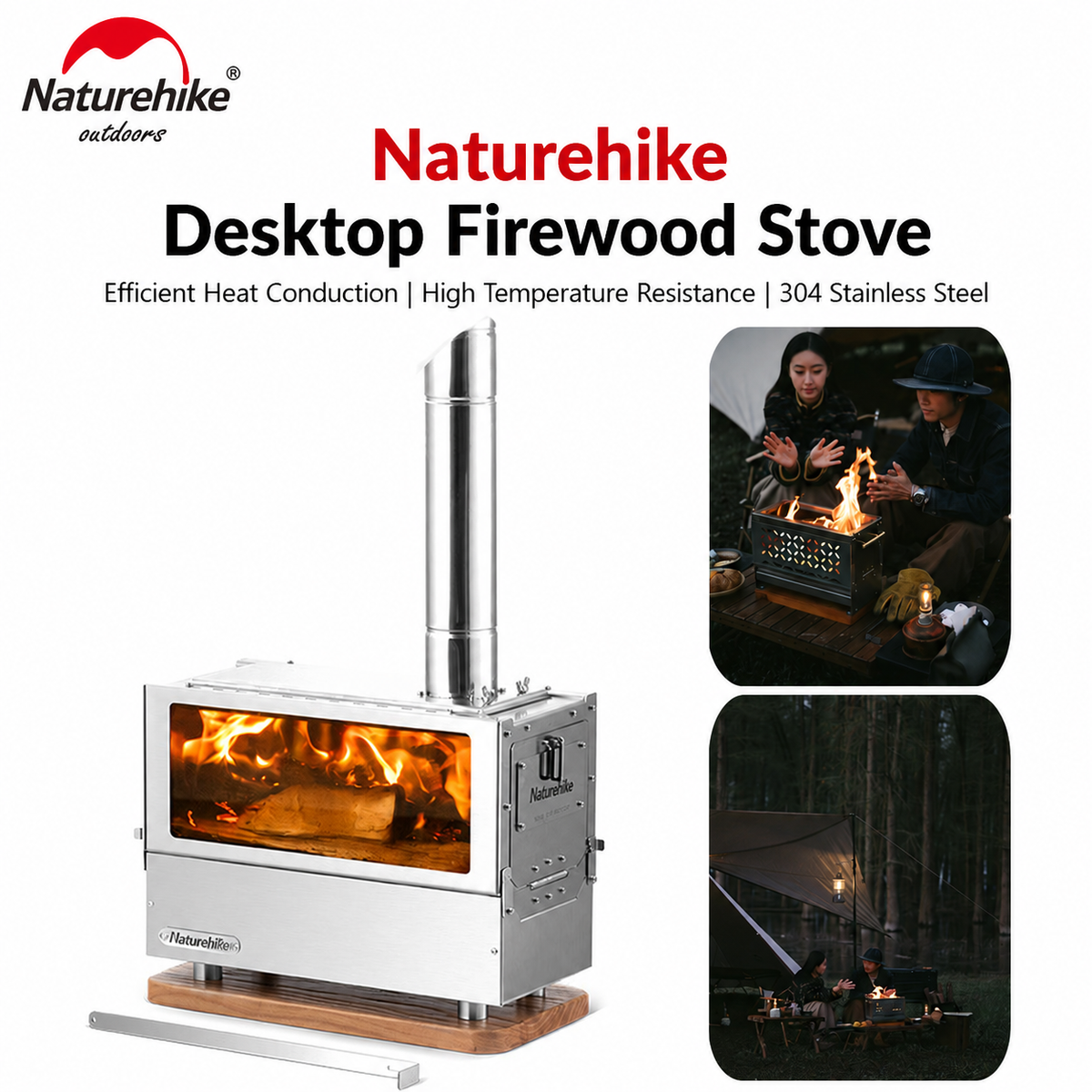 Naturehike Tabletop Portable Stainless Steel Wood Burning Split Stove