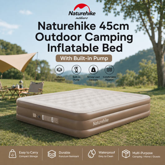 Naturehike 45cm Outdoor Camping Sleeping Inflatable Bed With Built-in Pump