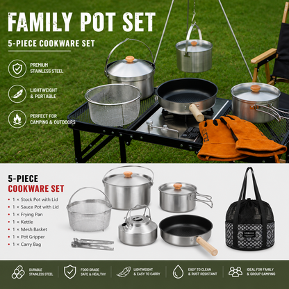 NOBANA 5pcs Camping Family Pot Set TYPE B
