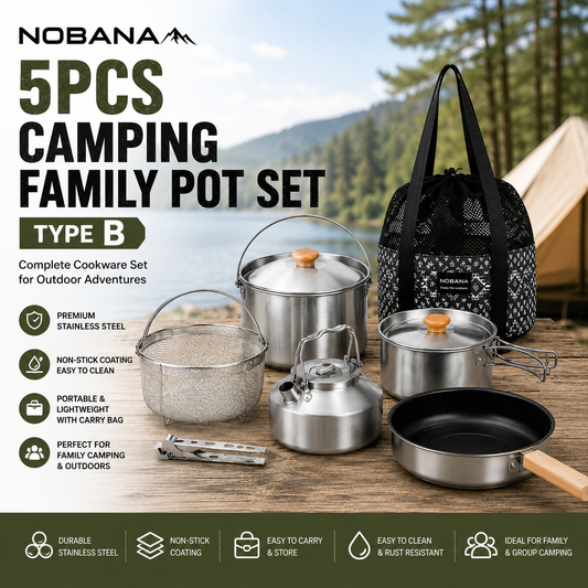 NOBANA 5pcs Camping Family Pot Set TYPE B