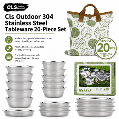 Cls Outdoor 304 Stainless Steel Tableware 20-Piece Set