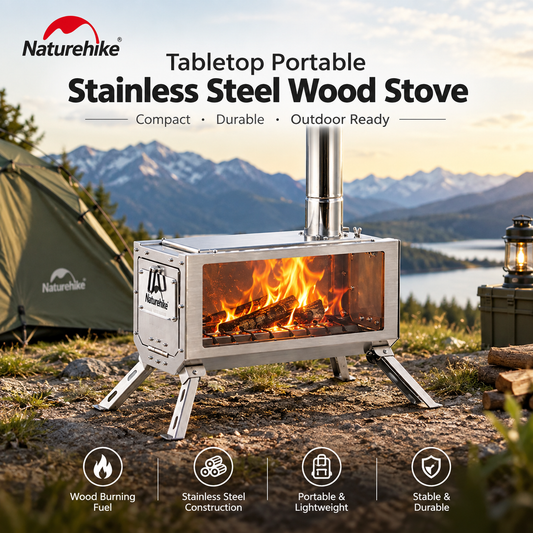 Naturehike Tabletop Portable Stainless Steel Wood Burning Split Stove