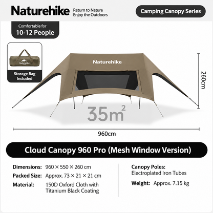 Naturehike Titanium Black Coating Heat Insulation Large-space Canopy