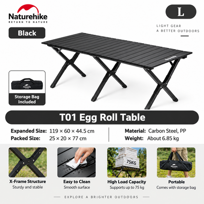 Naturehike Star Jane T01 Carbon Steel Folding Camping Table Large