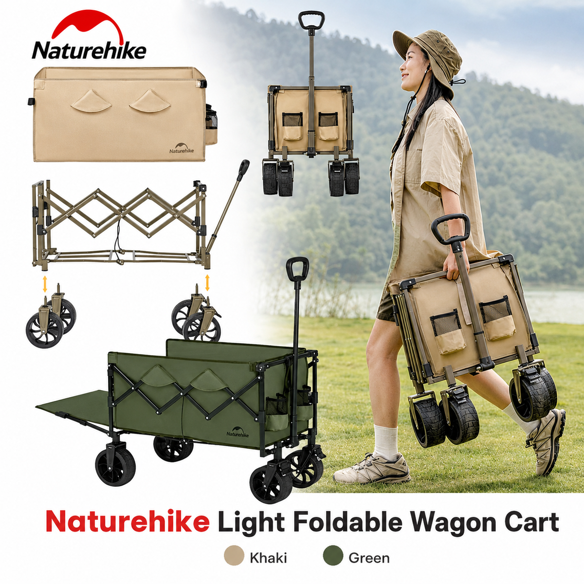 Naturehike Foldable Lightweight Camping Storage Wagon Cart