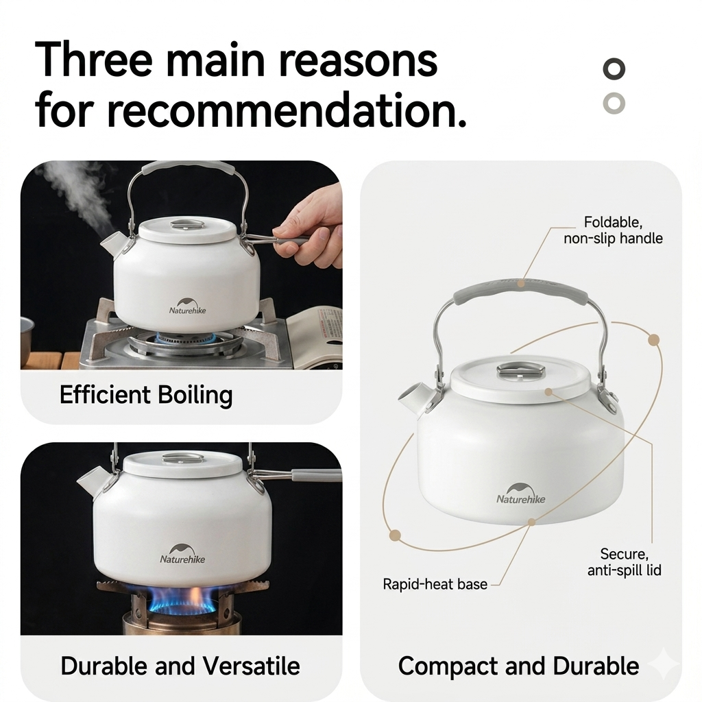 Naturehike Ultralight Ceramic Non-Stick Portable Camping Kettle 0.8L