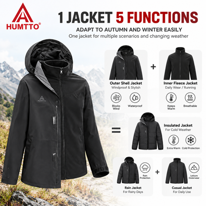 HUMTTO 3-in-1 Waterproof Windproof Outdoor Hardshell Jacket – 26C818