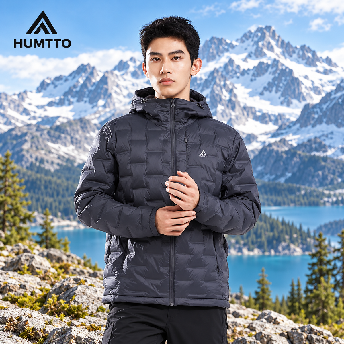 HUMTTO Men’s Lightweight Hooded Down Jacket – 38Y047A
