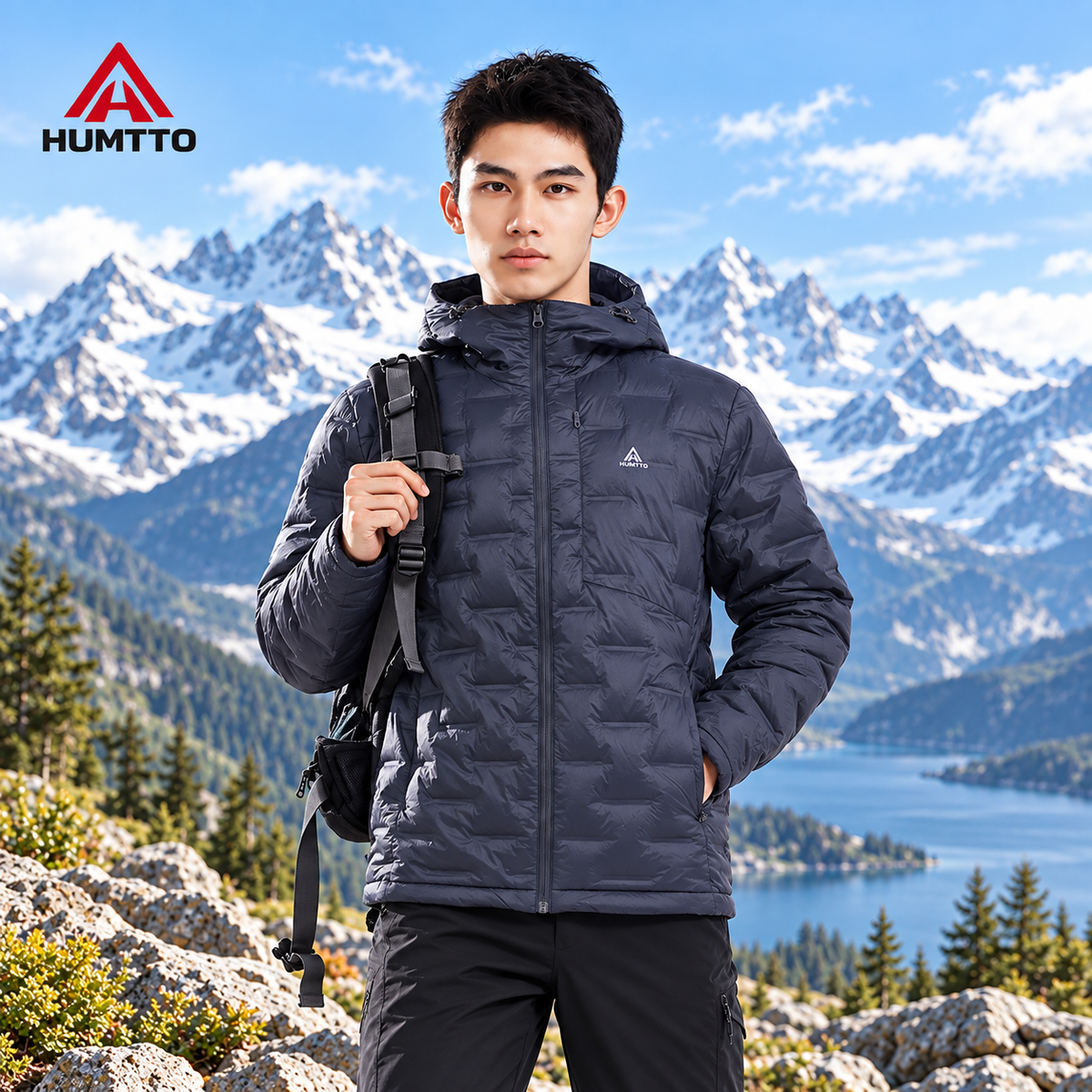 HUMTTO Men’s Lightweight Hooded Down Jacket – 38Y047A