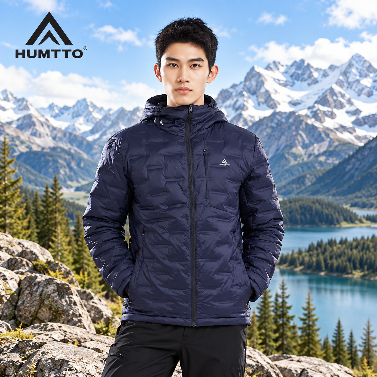 HUMTTO Men’s Lightweight Hooded Down Jacket – 38Y047A