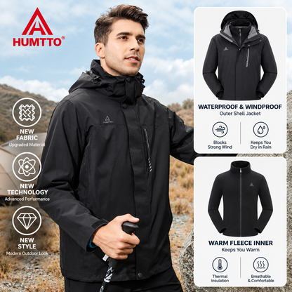 HUMTTO 3-in-1 Waterproof Windproof Outdoor Hardshell Jacket – 26C818