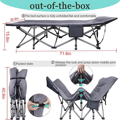 New Aluminum Alloy Beach Folding Camping Bed 300D Foaming