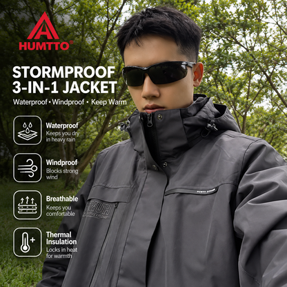 HUMTTO 3-in-1 Waterproof Windproof Outdoor Hardshell Jacket – 26C818