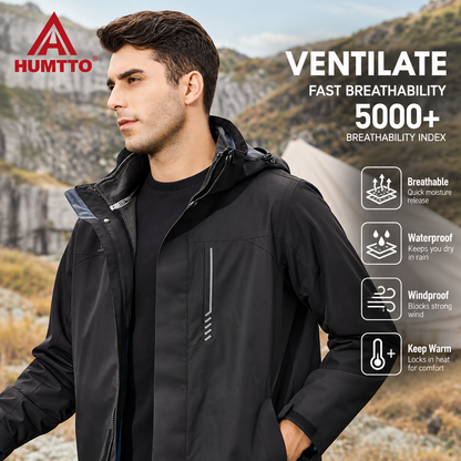 HUMTTO 3-in-1 Waterproof Windproof Outdoor Hardshell Jacket – 26C818