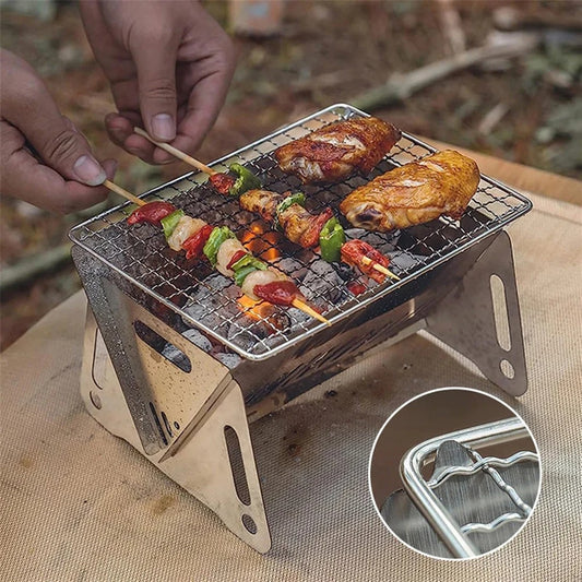 Outdoor  Portable Mini Card BBQ Grill Stainless Steel