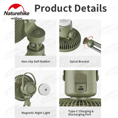 Naturehike Multifunctional Rechargeable Camping Fan With Tripod