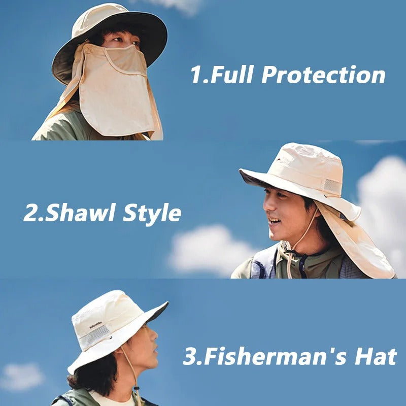 Naturehike Black Coated UPF2000+ Wide Brim Hat Sun Fisherman Hat UV Protected