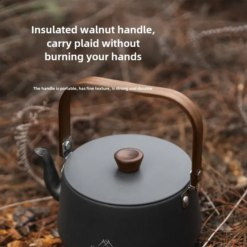 MOUNTAINHIKER Wooden Handle Portable Outdoor Kettle 1.1L