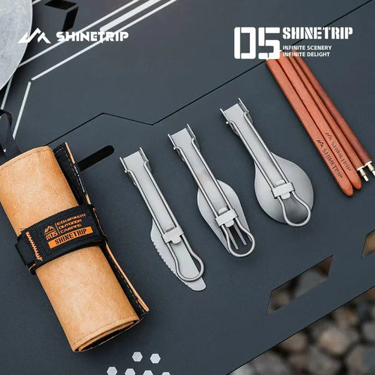 Shinetrip Pure Titanium Foldable Outdoor Cutlery Set