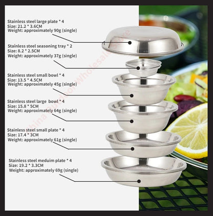 CLS 22pcs Outdoor Portable Dining Plate Set For Family Or Group