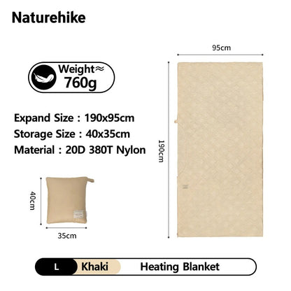 Naturehike USB Electric Heated Blanket, Shawl, Wearable Heating Pad Large