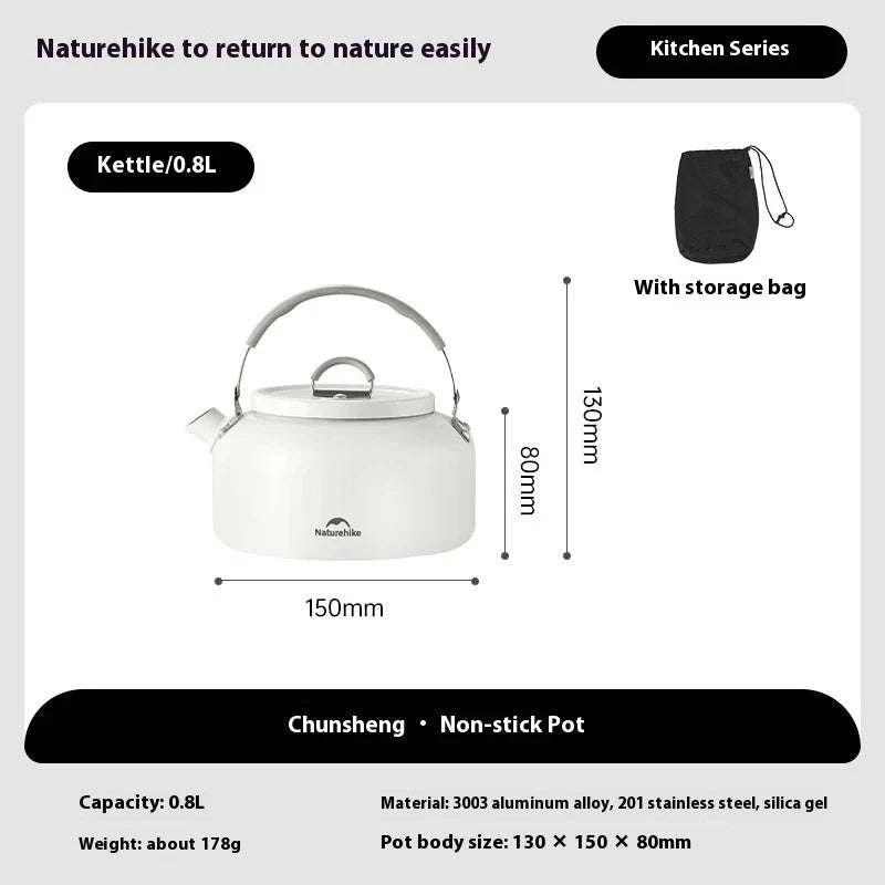 Naturehike Ultralight Ceramic Non-Stick Portable Camping Kettle 0.8L