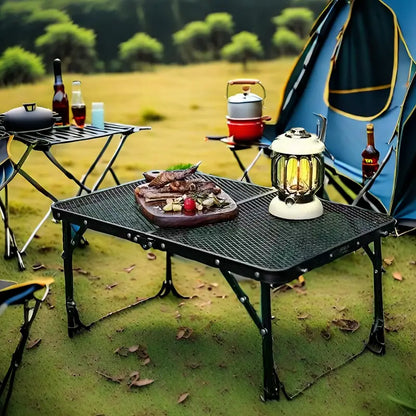 Outdoor Camping Iron Mesh Portable Folding Table