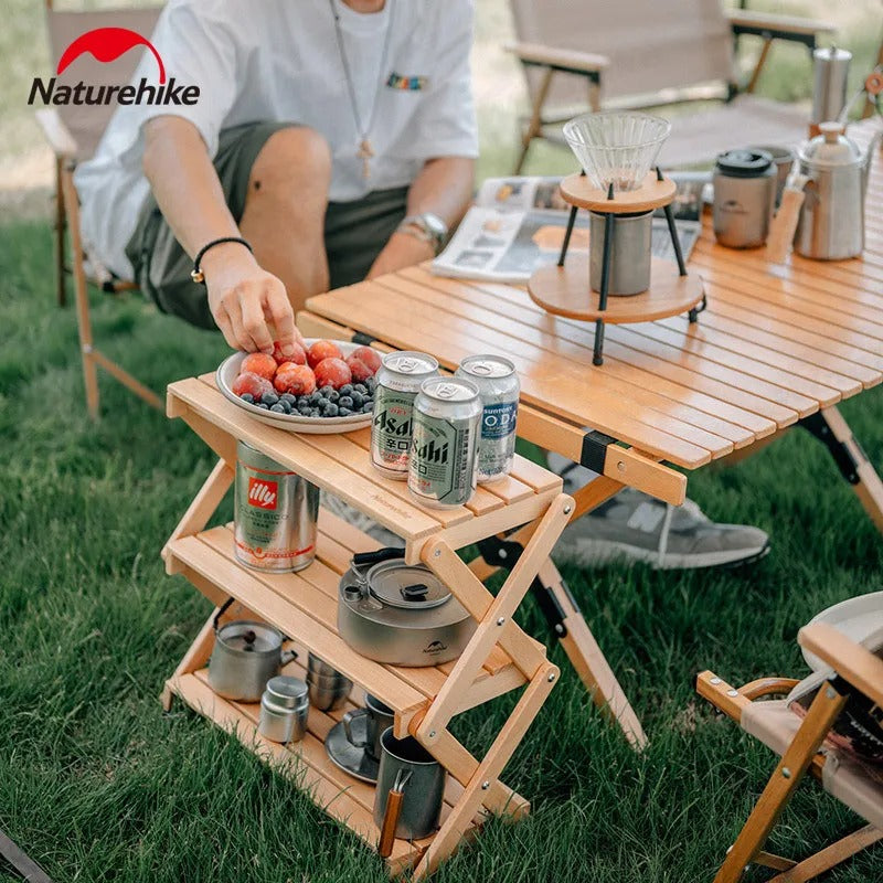 Naturehike Camping  Folding Wood Tabletop Rack Storage Shelf