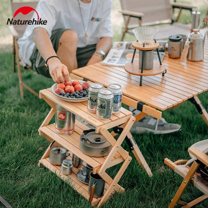 Naturehike Camping  Folding Wood Tabletop Rack Storage Shelf